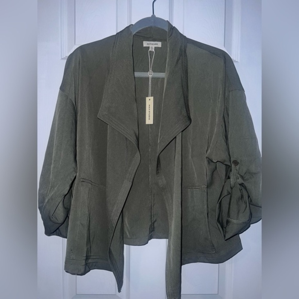 Max Studio Green Blazer with Waterfall Collar